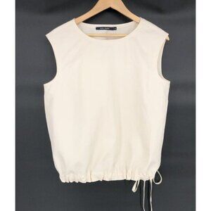 Sofie D'Hoore Oversized Sleeveless Drawstring Hem Top Womens 10 Ivory Lagenlook